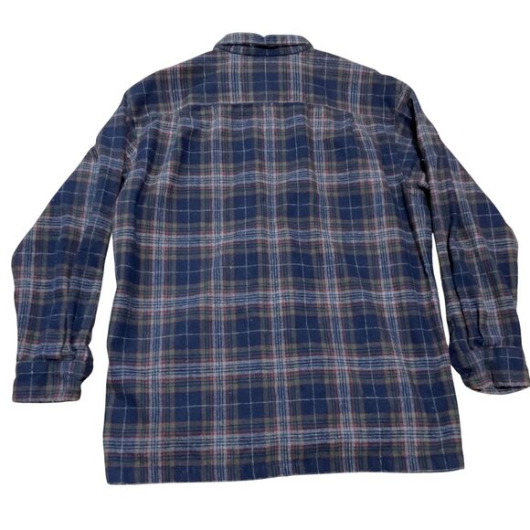 Vtg Pendleton Board Shirt L Virgin Wool Plaid Loop Collar Long Sleeve Shacket - Picture 5 of 5